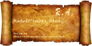 Radvánszki Alex névjegykártya